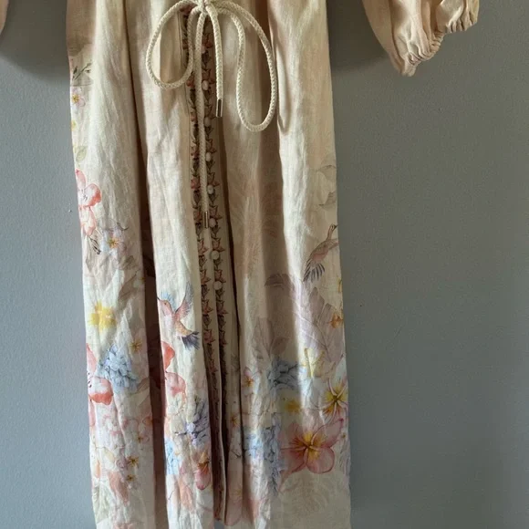 Calypso St. Barth Pale Blush Floral Embroidered Midi Dress M - Picture 5 of 12